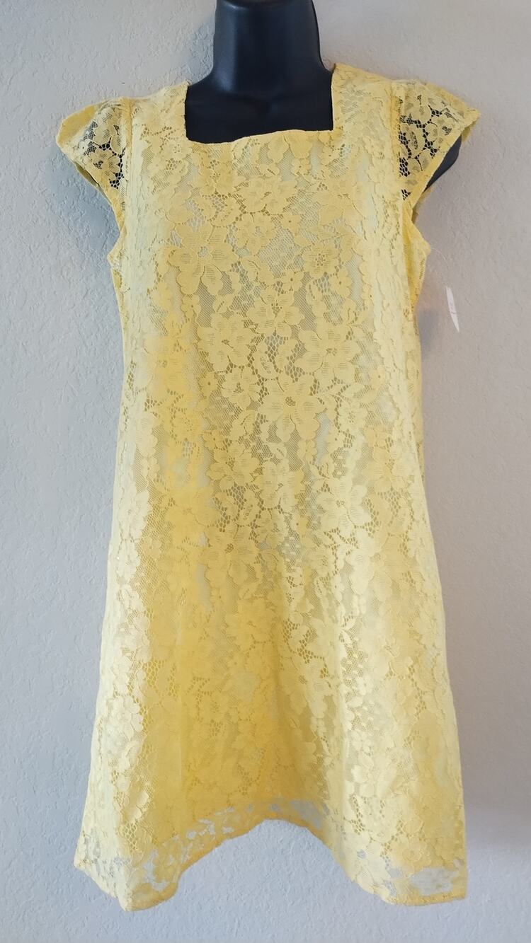 NWT Children's Place girls size 14 Short Sleeves Gorgeous lace yellow dress